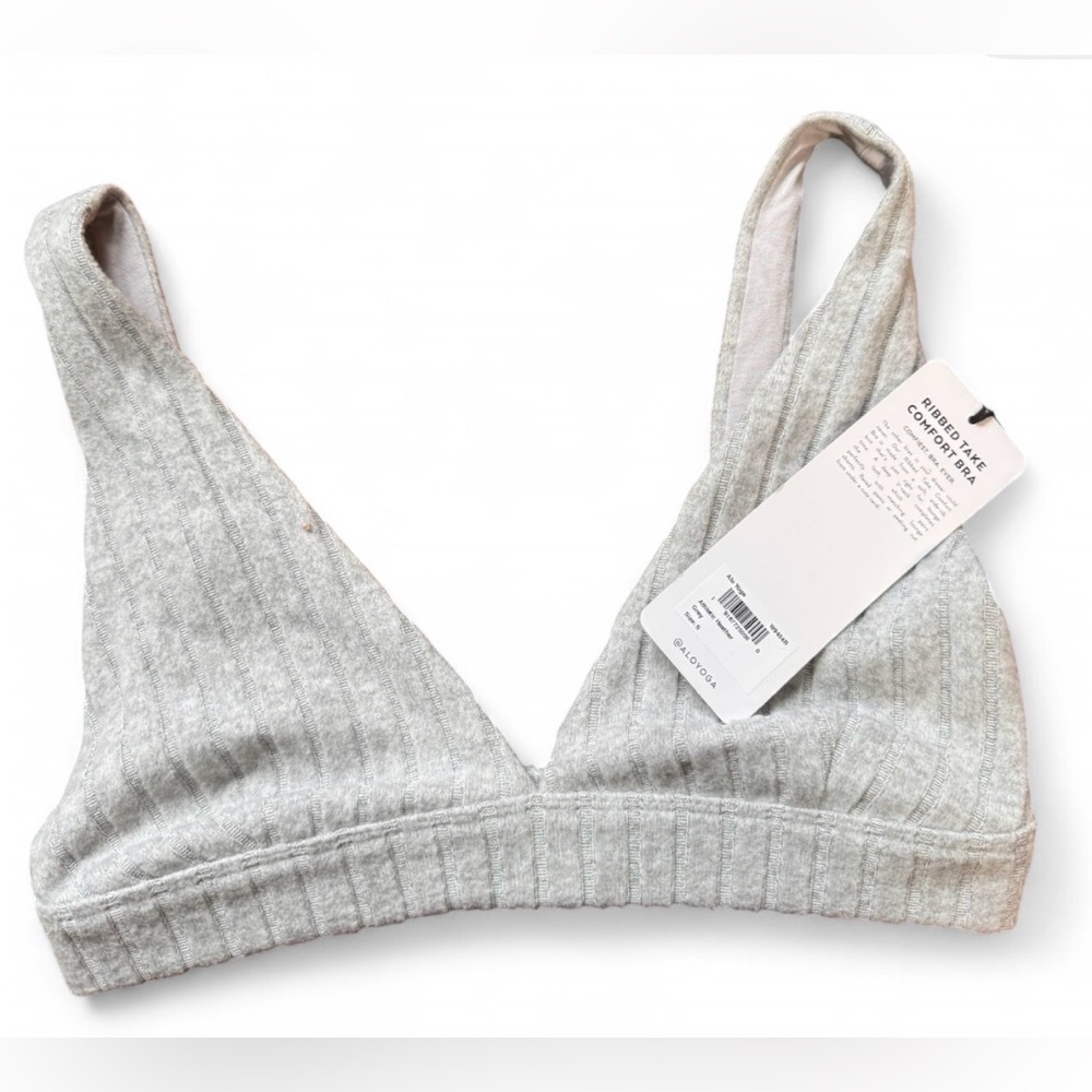 ALO Yoga Light Gray Ribbed Bralette